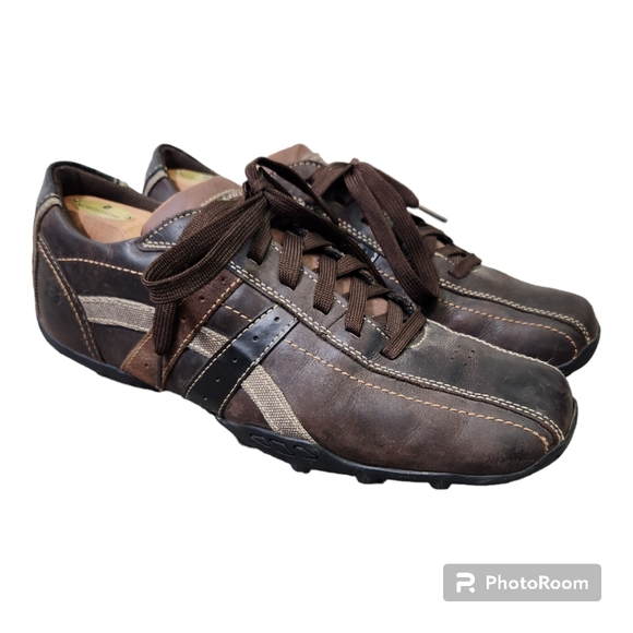 Skechers Mens Brown Tricolor Leather Lace Up Relaxed Fit Shoe Size 13 - Picture 1 of 10